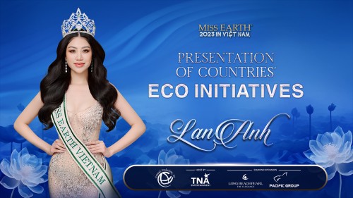 Hoa hậu Lan Anh giới thiệu sáng kiến về môi trường của Việt Nam tại Miss Earth 	