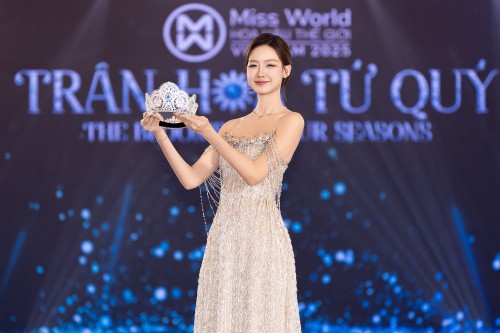 HOA HẬU BẢO NGỌC NÂNG NIU VƯƠNG MIỆN MISS WORLD VIETNAM 2025 ĐÍNH 3.368 VIÊN ĐÁ QUÝ