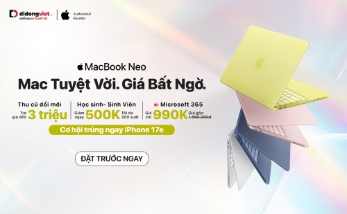 Di Động Việt mở đặt cọc MacBook Neo, ưu đãi riêng cho học sinh - sinh viên